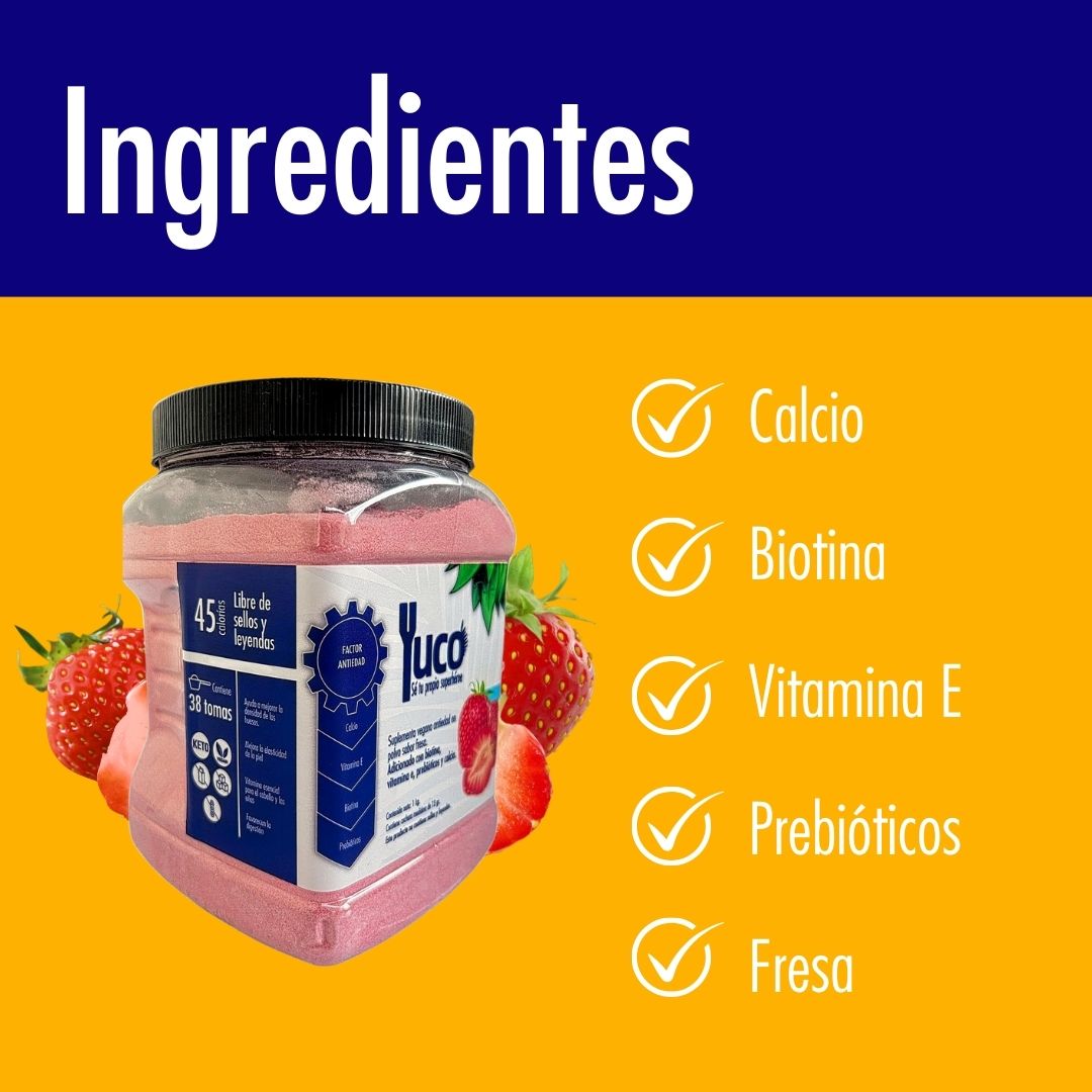 Suplemento Vegano con Factor Antiedad Sabor Fresa (1 kilo)